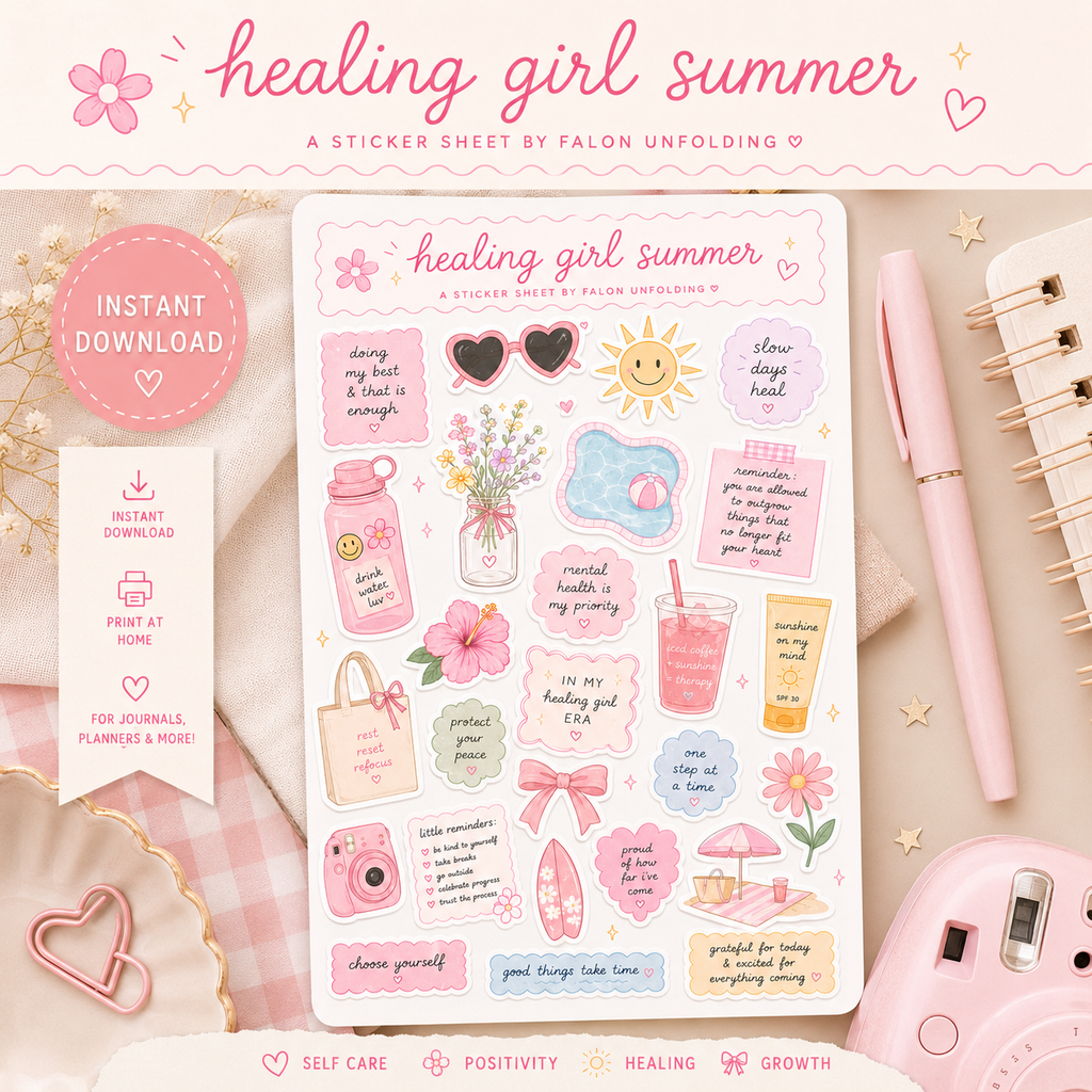 Healing Girl Summer Sticker Sheet *Digital Download